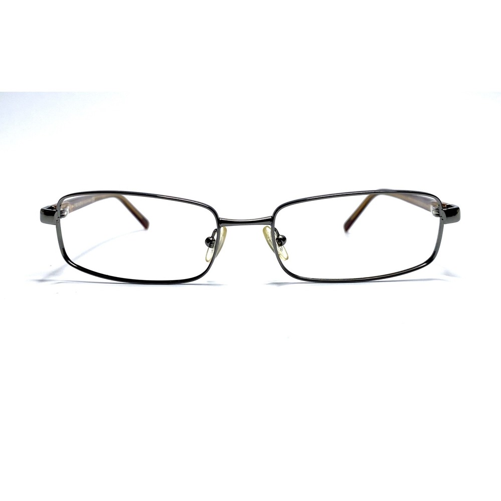 New Prada Silver Rectangular Glasses Red Brown Temples Italy VPR551 53 17 135